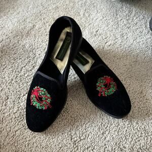 Vintage Basic Editions Black Velvet Loafers Flats Christmas Wreaths Women Size 7